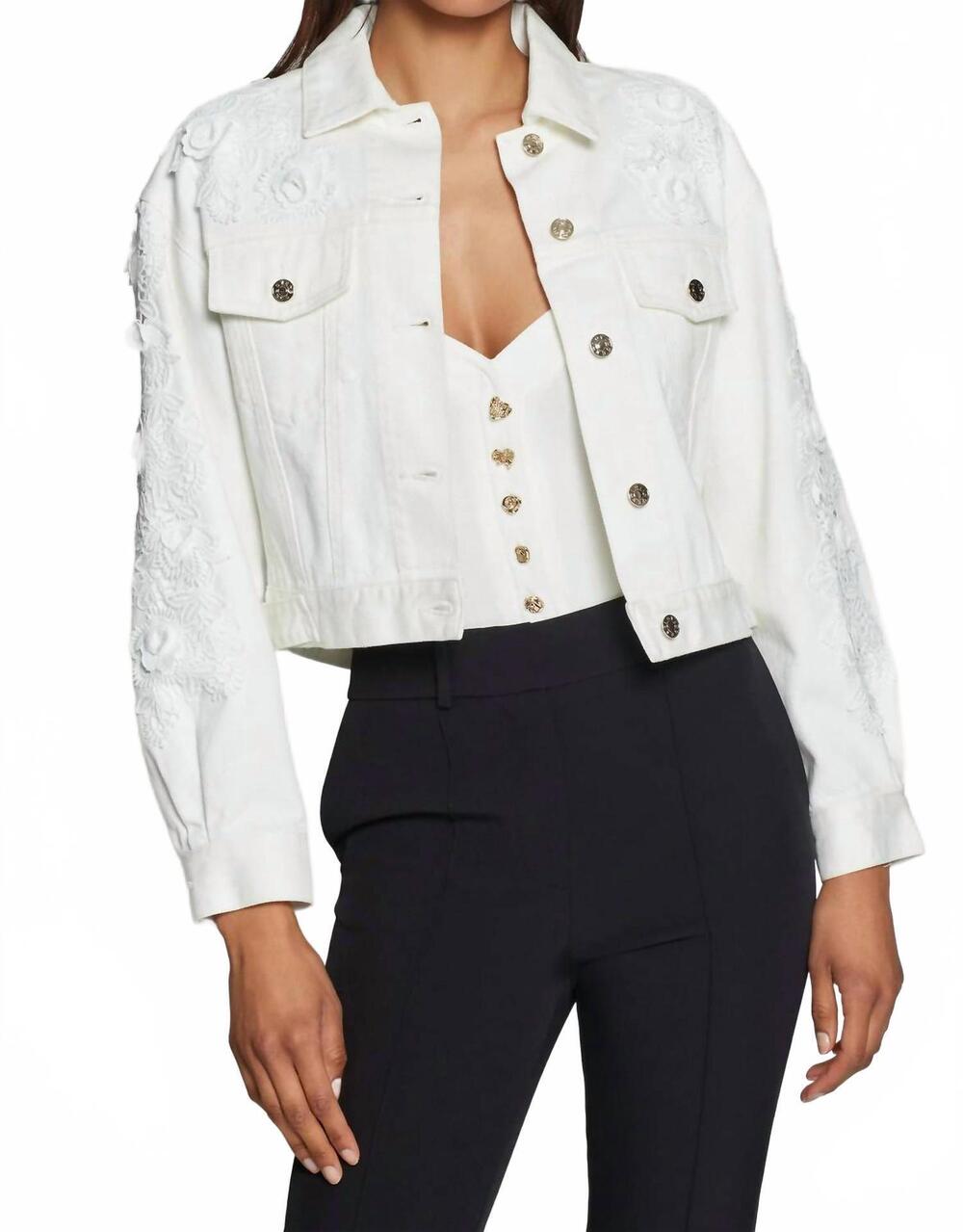 NEW GENERATION LOVE lexia 3d combo denim jacket in chalk white